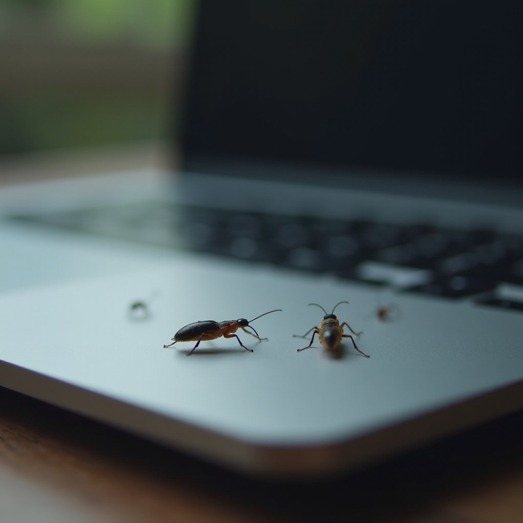 маленькие белые жучки на ноутбуке