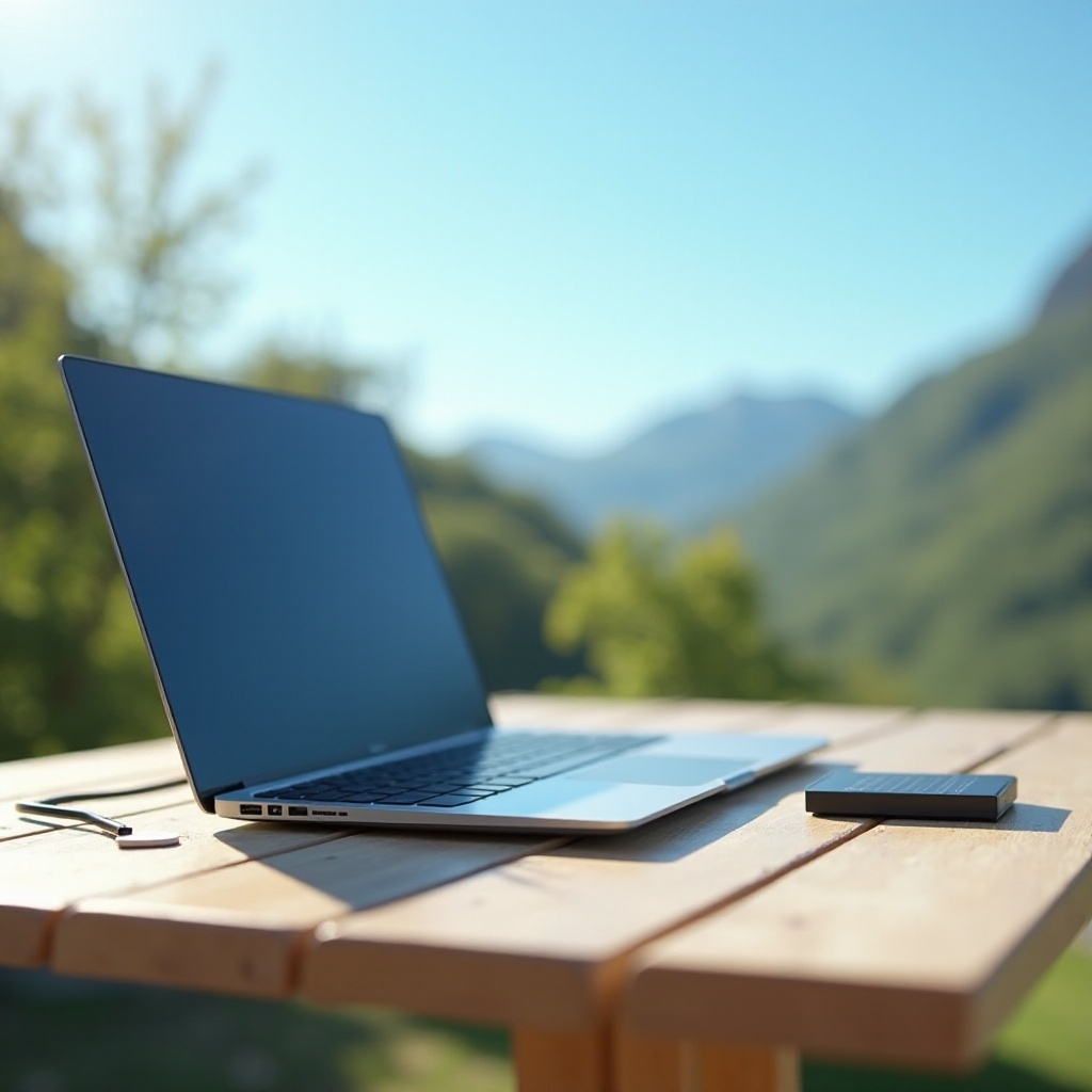 laptop dengan pengisian daya matahari